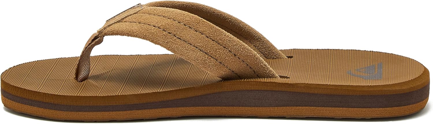 Детские шлепанцы Quiksilver Carver Suede с фиксирующим ремешком, Tan - Solid — фото 3