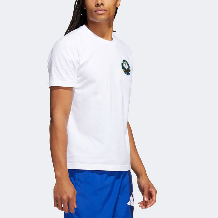 Футболка Men's adidas TMAC TEE 8 Pattern Printing Round Neck Pullover Short Sleeve White T-Shirt HS8522 — фото 4