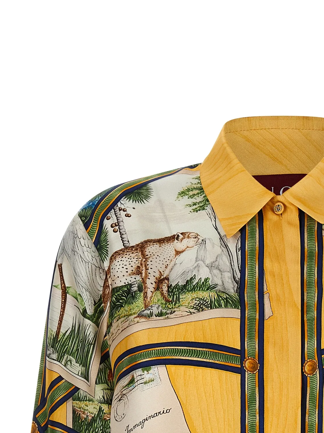 Рубашка GUCCI Шелковая, премиальный крой, мультиколор — фото 3