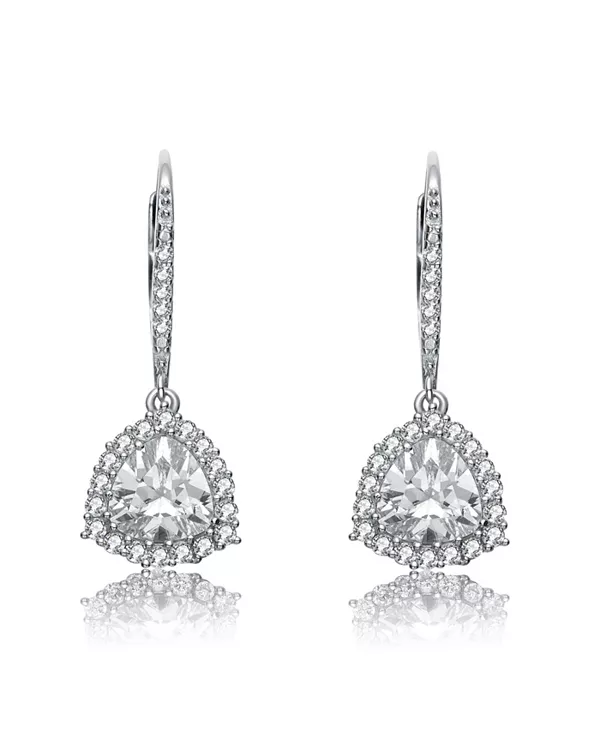 

Короткие треугольные серьги-подвески из стерлингового серебра с прозрачным кубическим цирконием Genevive, white