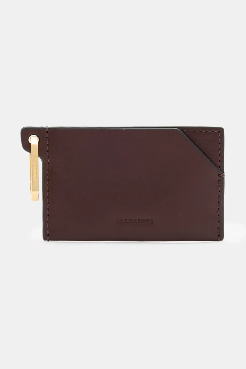 

Кожаная визитница HEX CARDHOLDER AllSaints, гранатовый