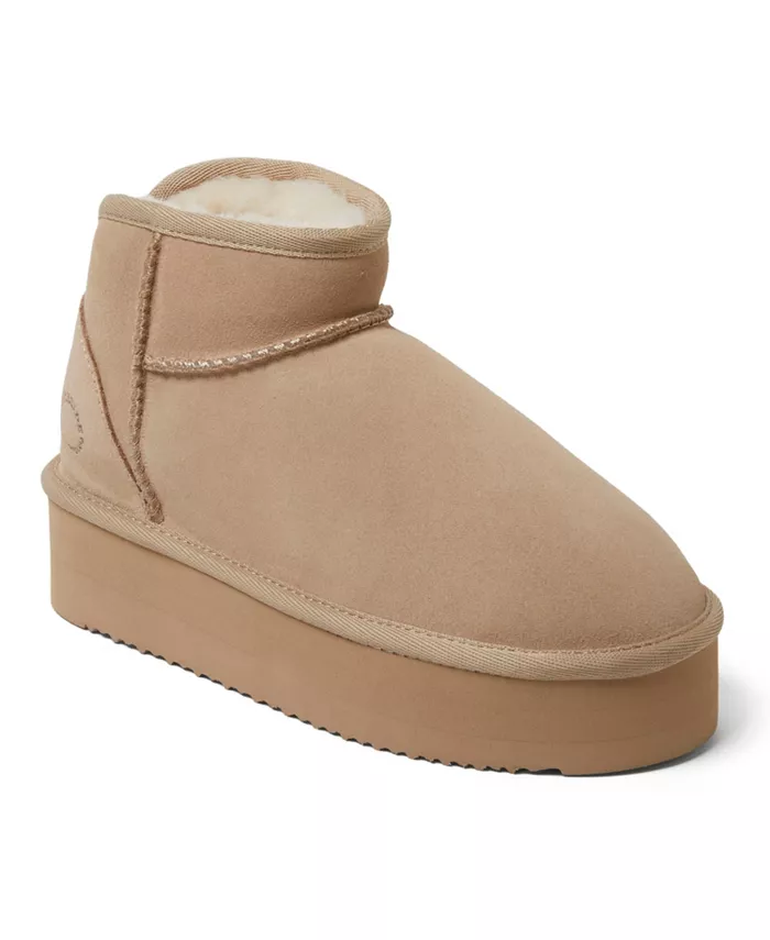 Fireside by Women's Kingston - Ботильоны на платформе из натуральной овчины Dearfoams, коричневый/бежевый