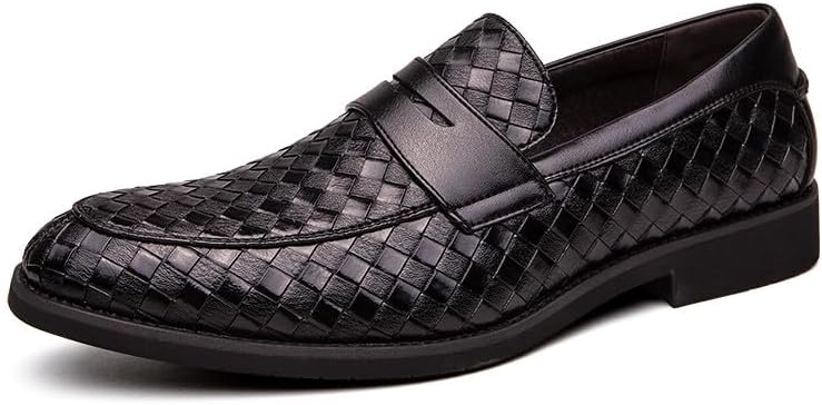 

Мужские слипоны Santimon, комфортные и дышащие, с плетеной кожей, классическая прорезь для монеты, формальные и повседневные туфли, черный