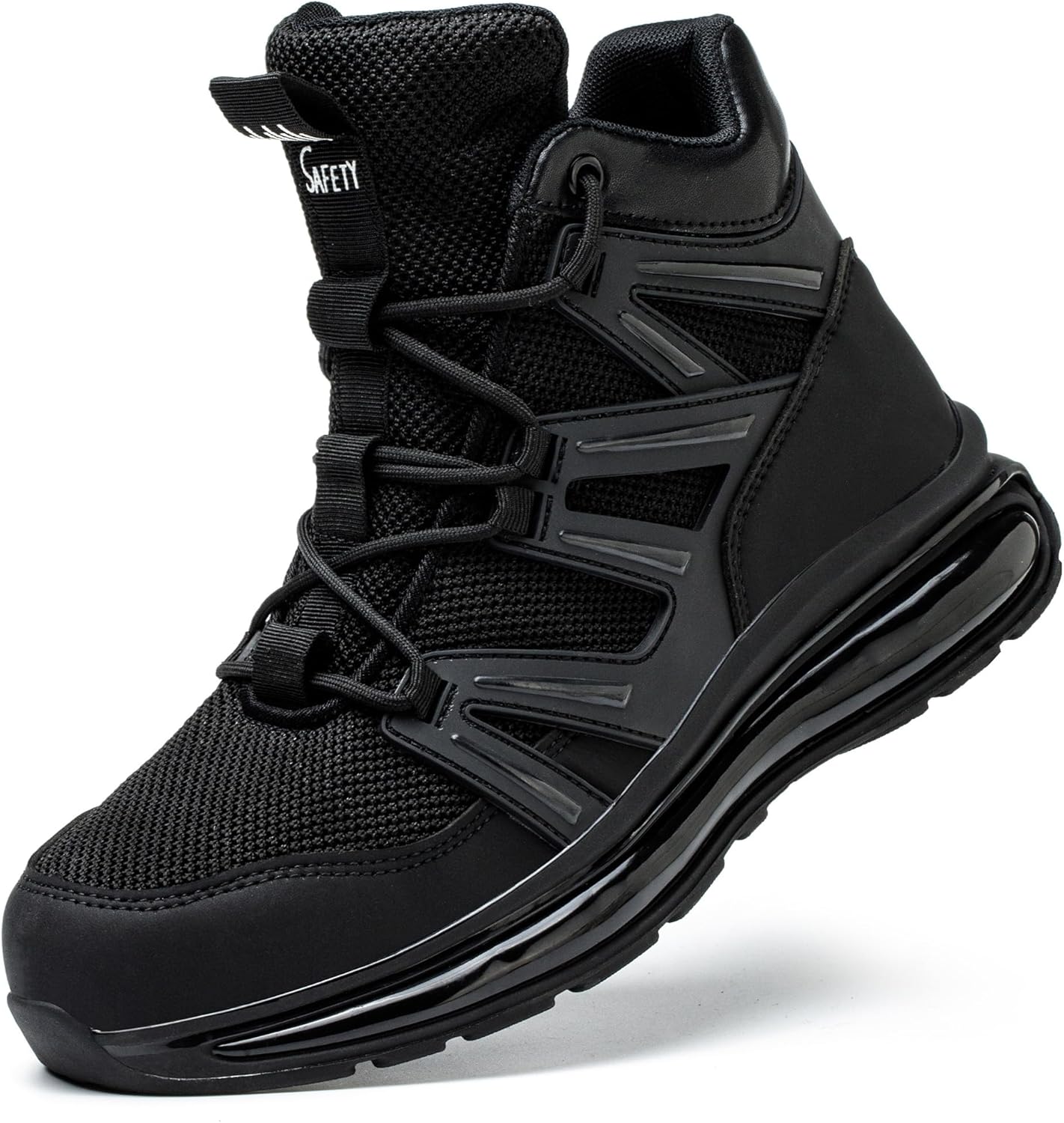 

Мужские ботинки со стальным носком, легкие ботинки, женские высокие защитные кроссовки для походов с амортизацией, против ударов и проколов Generic, черный