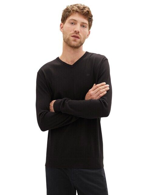 

Мужской черный свитер с v-образным вырезом Tom Tailor, черный