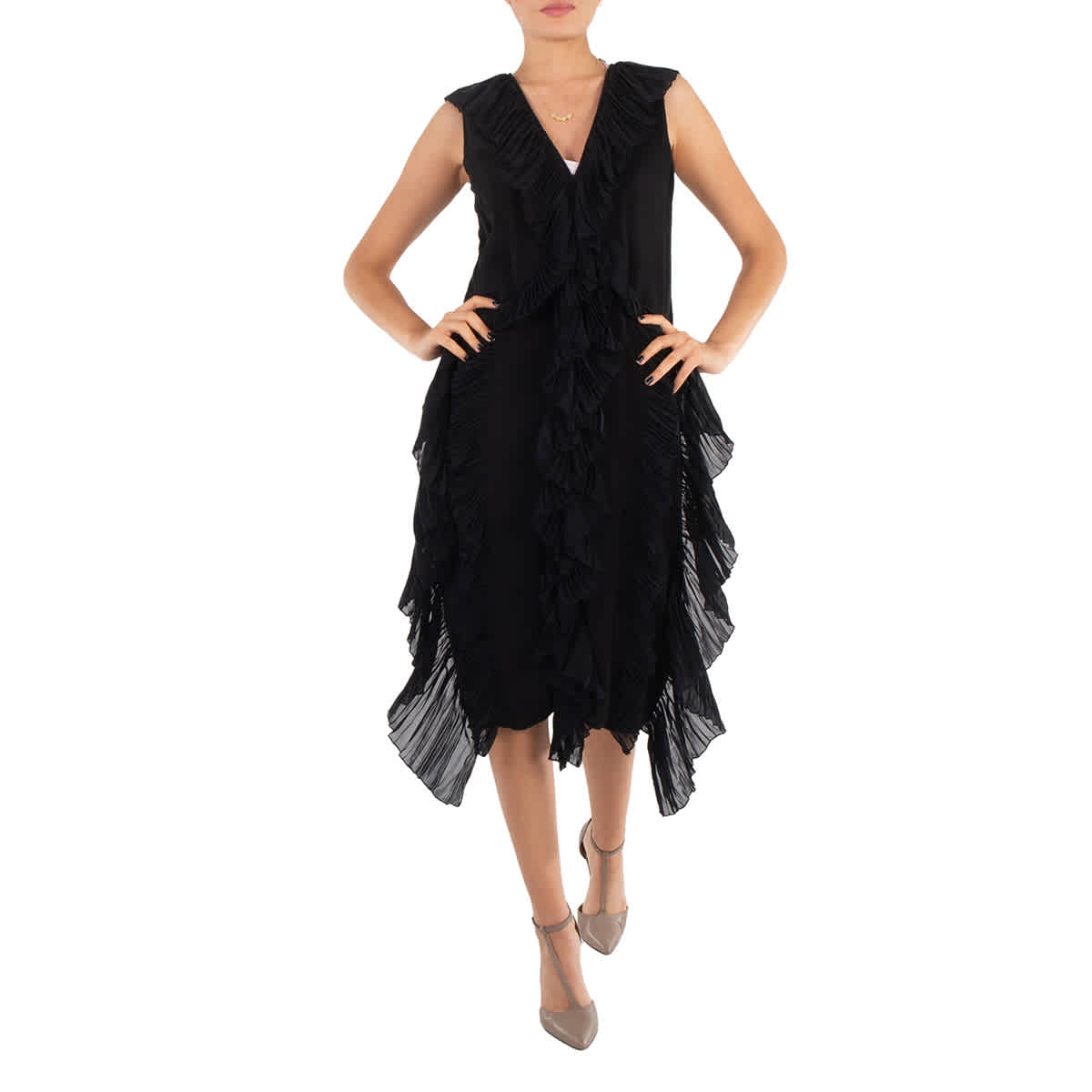 

Платье Burberry Windy Silk Ruffle, черный