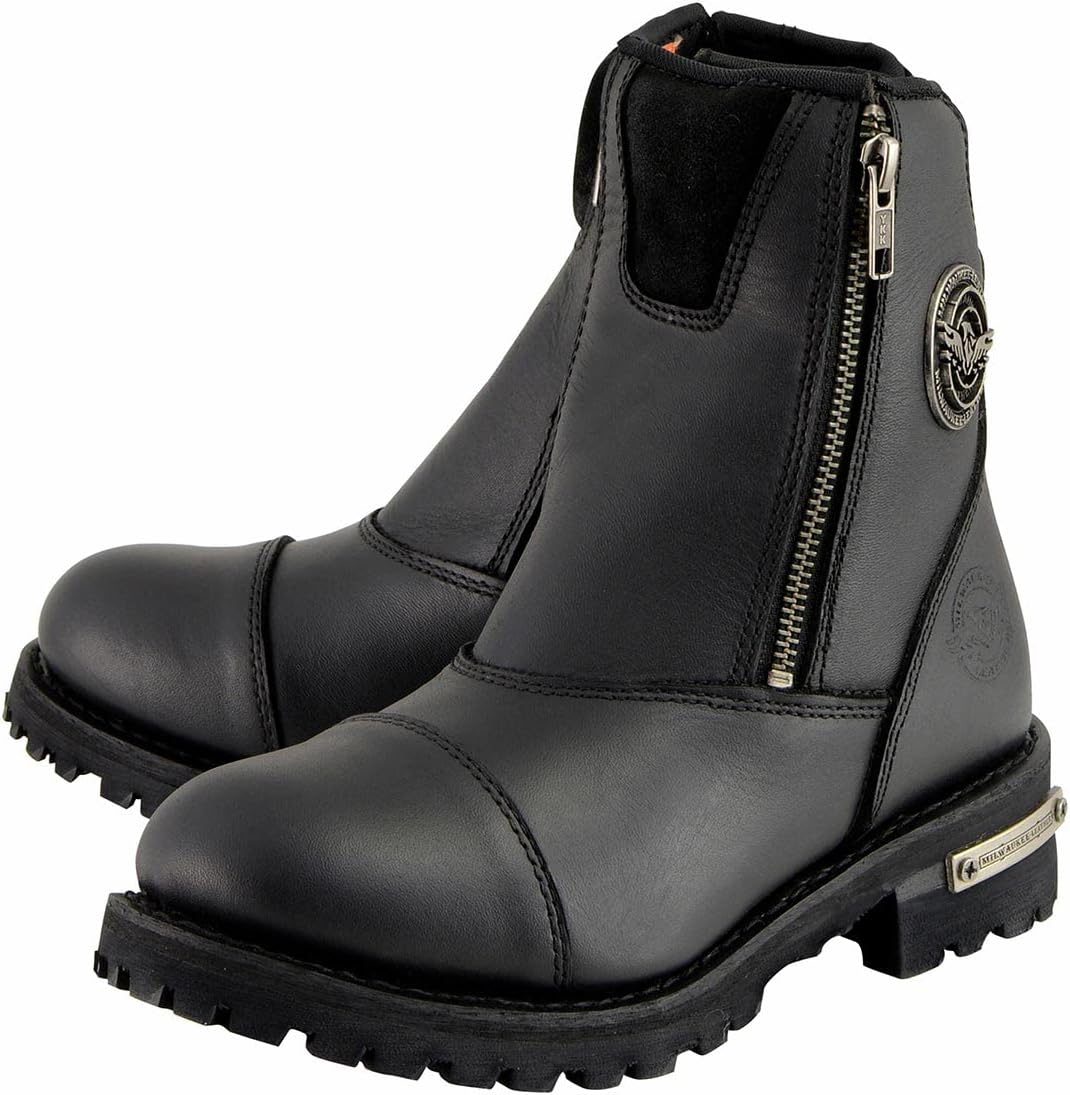Мужские байкерские ботинки Milwaukee Leather с гладким носком - кожаные мотоботы - размер 11 ‎Milwaukee Leather, черный — фото 4