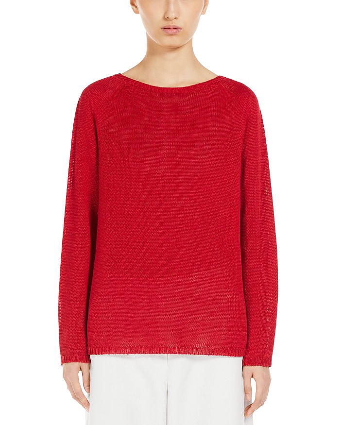 

Льняной свитер Giolino с круглым вырезом Max Mara, красный