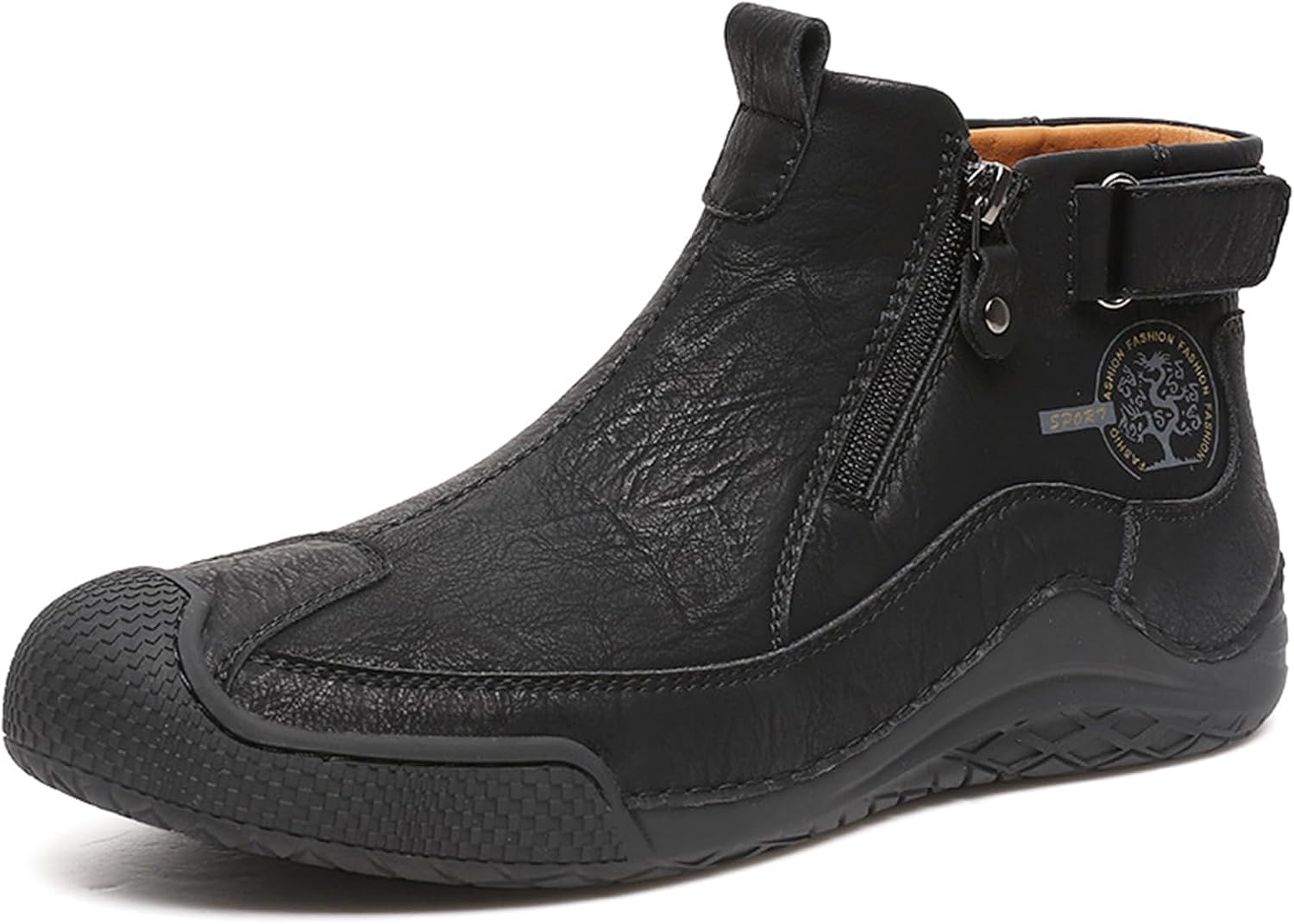 

Мужские водонепроницаемые замшевые ботинки Zeberfi Chukka до щиколотки для походов, кемпинга и вождения, всесезонные, модные, ретро, с боковой молнией, ручная строчка, высокие кроссовки Chukka для прогулок на улице, черный