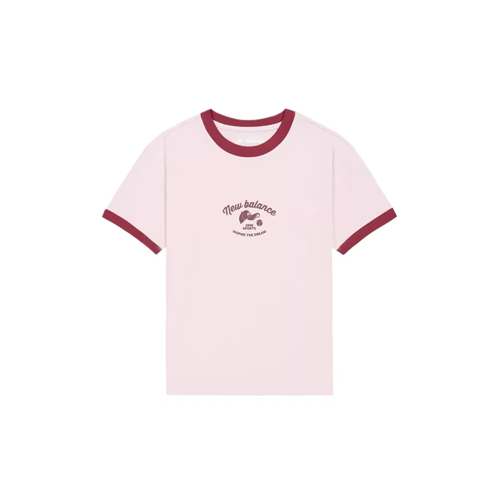 Детская футболка с круглым вырезом New Balance, Pink