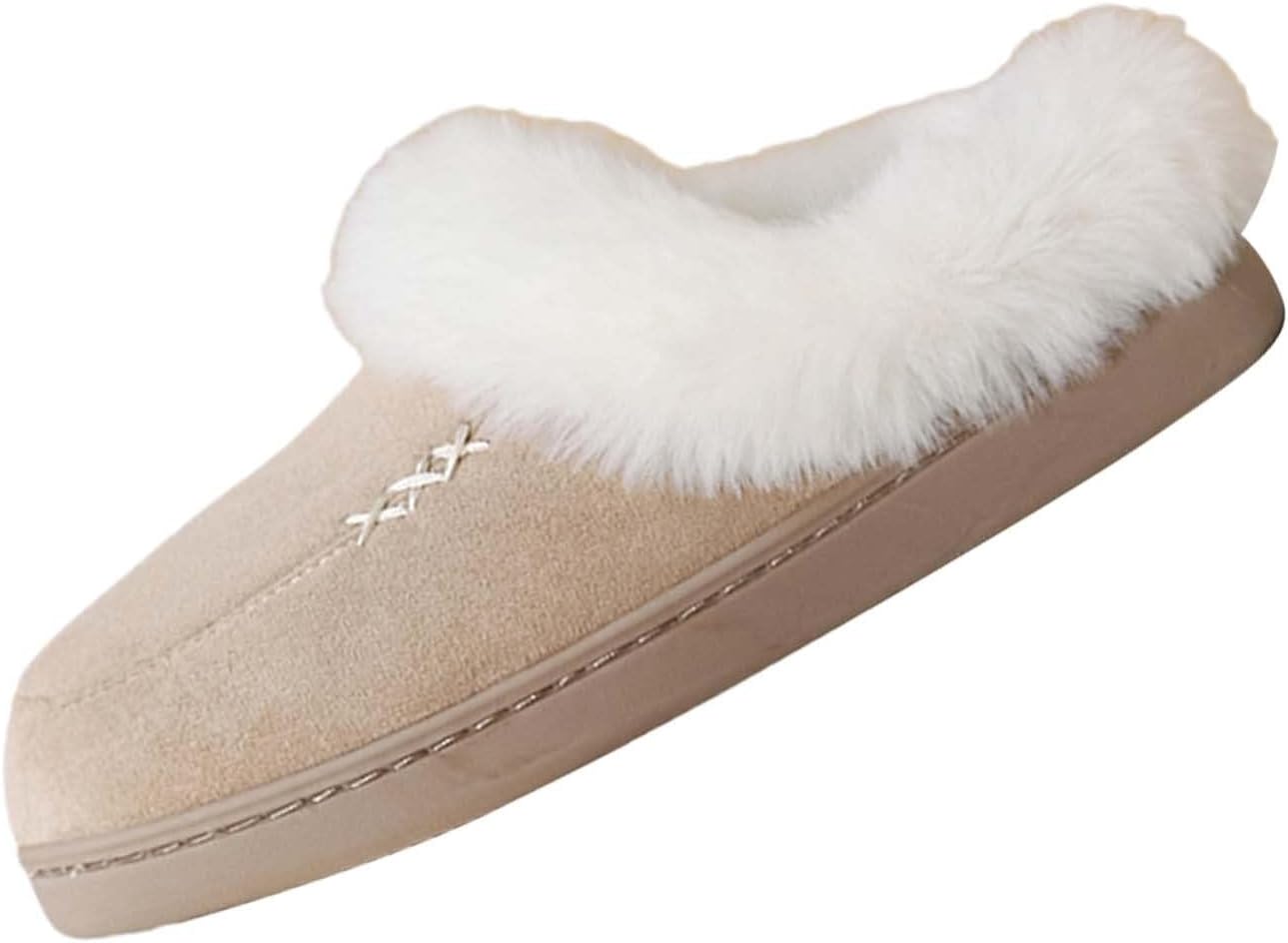 

Женские пушистые тапочки для женщин, с перфорацией, повседневные, на плоской подошве, для спальни, улицы и дома, теплые с флисовой подкладкой Generic, хаки