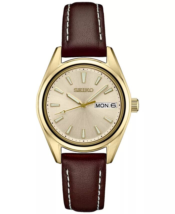 

Женские часы Essentials с коричневым кожаным ремешком, 30 мм Seiko