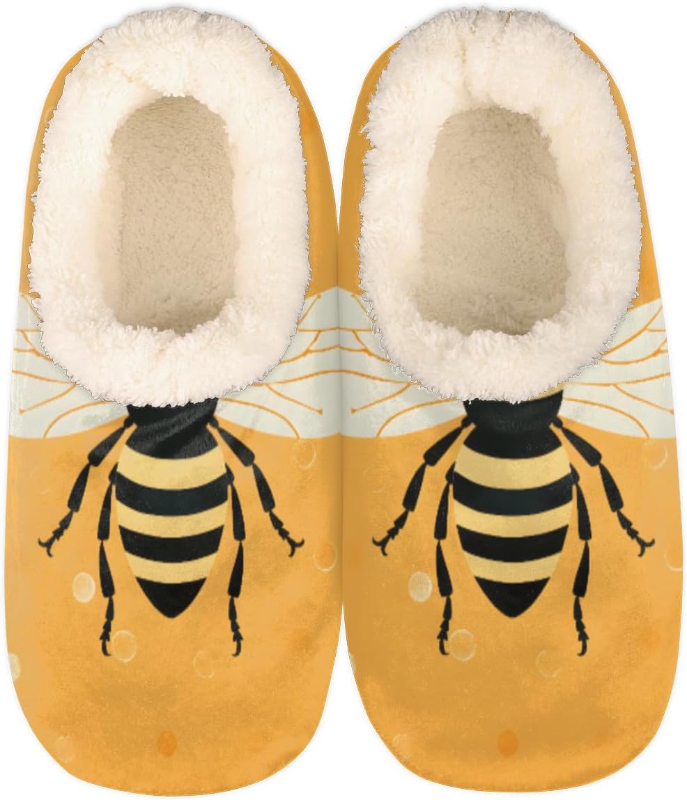

Домашние тапочки Pardick Fuzzy для женщин и мужчин, антискользящие с флисовой подкладкой, уютные тапочки для спальни с плюшевой подкладкой, желтые теплые тапочки с пчелкой