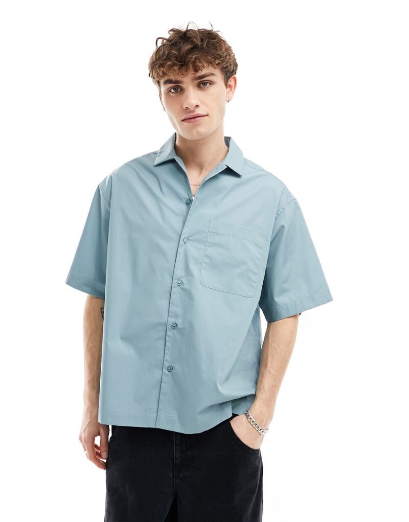 

Светло-бирюзовая рубашка оверсайз из поплина ASOS DESIGN