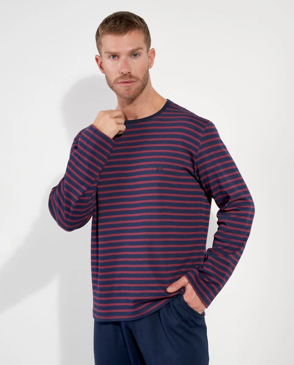 

Мужская пижама из трикотажа с длинными штанинами и принтом Hom, мультиколор