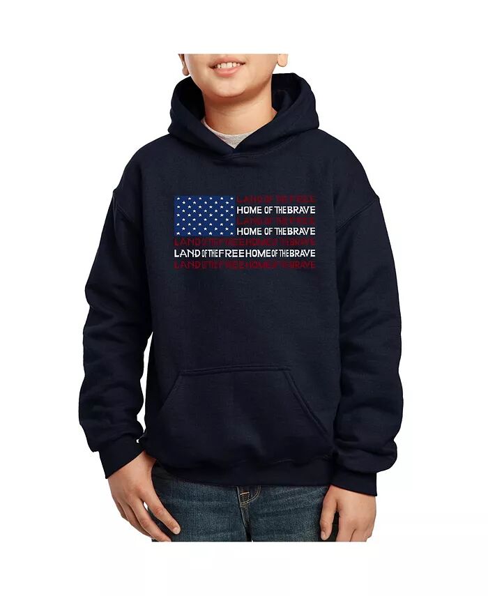 

Толстовка с капюшоном Word Art для мальчиков - Land of the Free American Flag LA Pop Art, синий