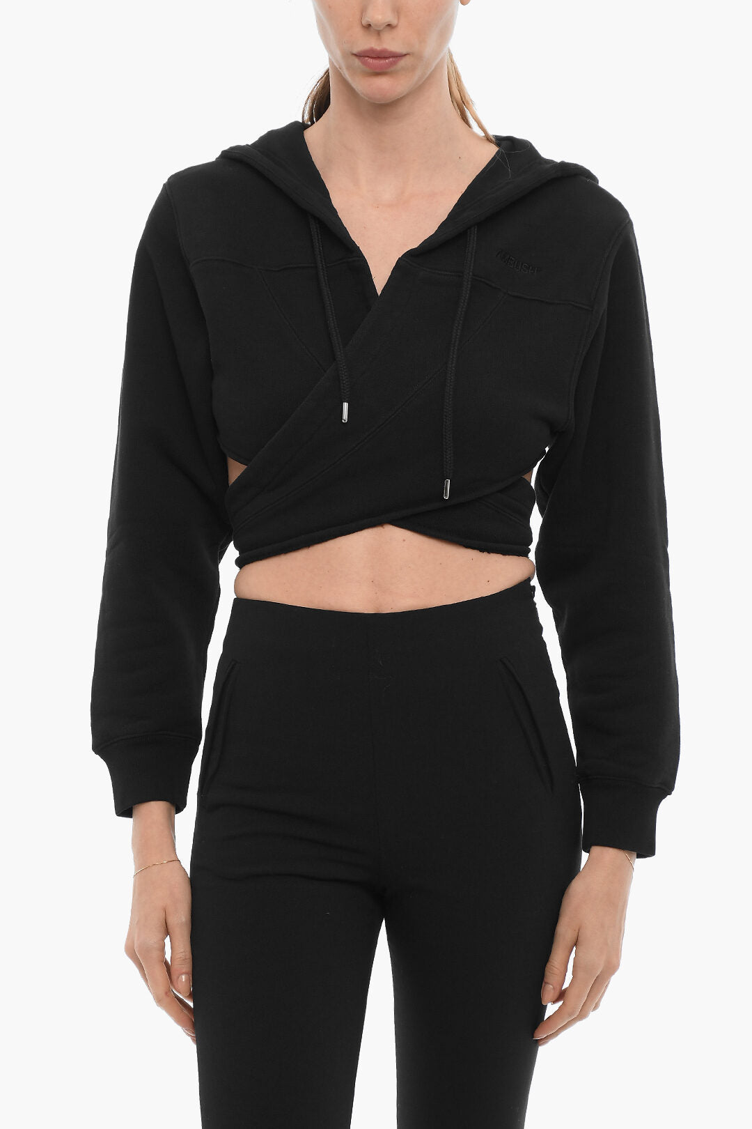 

Толстовка с капюшоном Ambush Solid Color Crop с запахом на талии, черный