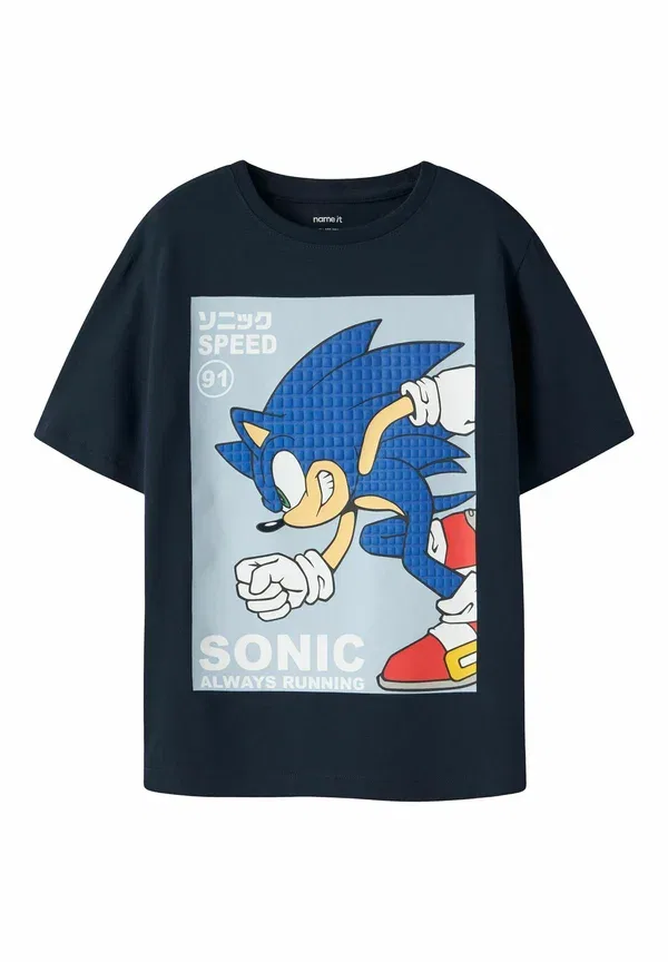 Футболка Nkmactis sonic ss nreg top box sky print t-shirt Name It, темно-синий