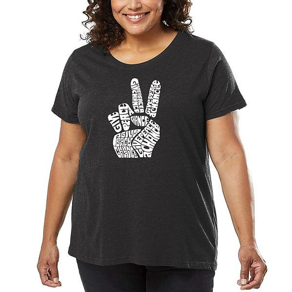 

Женская футболка plus size с принтом - peace fingers La Pop Art, Grey, Серый, Женская футболка plus size с принтом - peace fingers La Pop Art, Grey