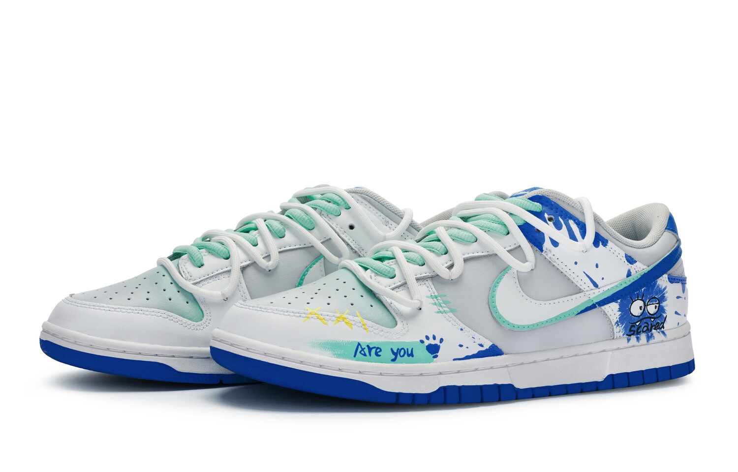 

Женские кроссовки для скейтбординга Nike Dunk, White-gray-blue-green