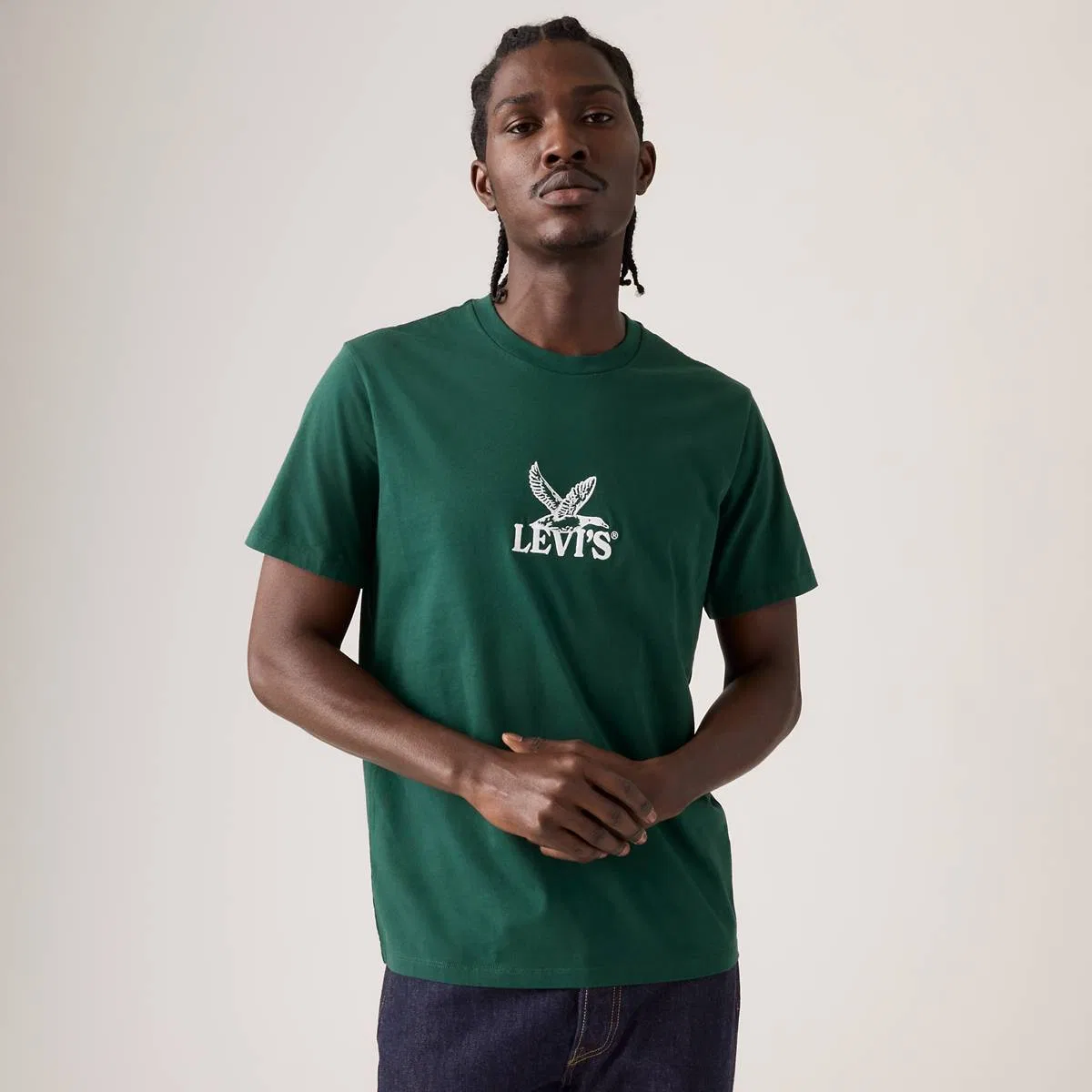 Классическая стандартная футболка с графическим принтом Levi's, Duck Emb Ponderosa Pine - Green