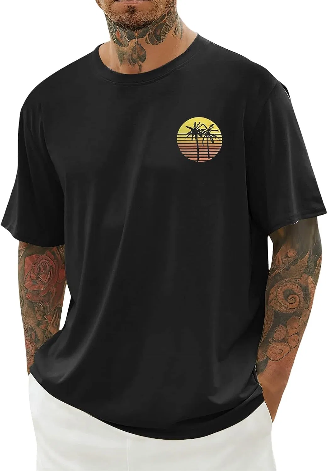 Мужская футболка с принтом пальм Hawaiian Tees, Black