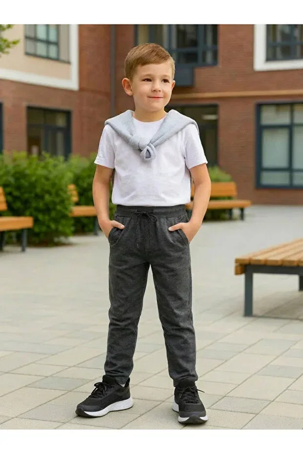 Детские спортивные штаны для девочек с высокой талией Basics Yakamel, Anthracite — фото 2