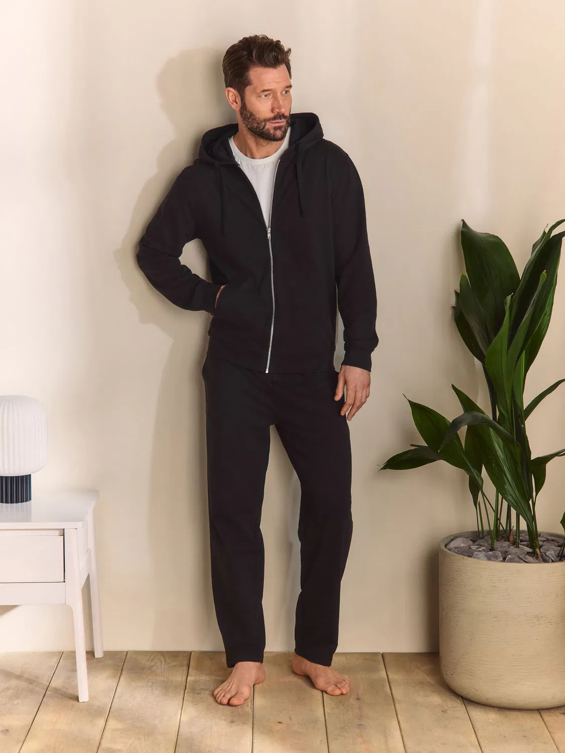 Худи на молнии, легкое, Black Loopback Zip Up Hoodie Next, черный — фото 2
