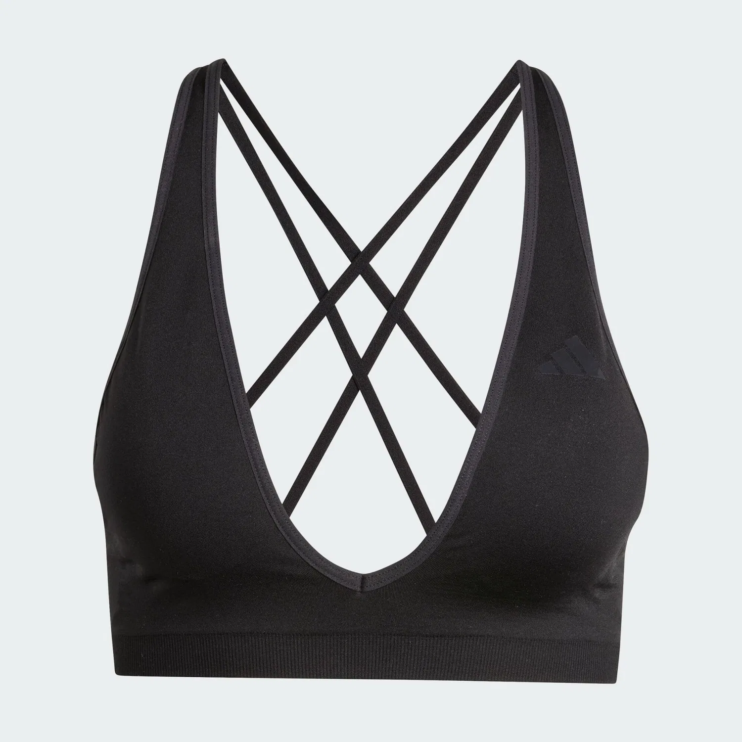 Женский спортивный бюстгальтер с легкой поддержкой Workout Essentials Knit Light Support BH, Adidas, Черный — фото 2