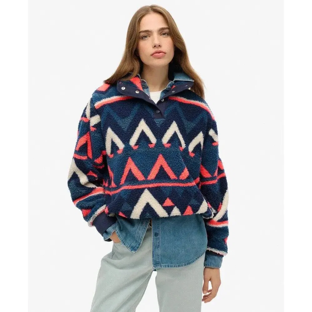 Женский свитшот с полузастежкой Superdry Super Soft, Синий — фото 2