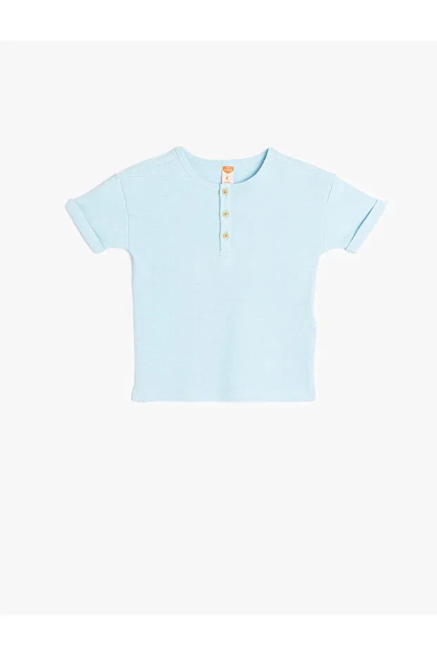 Детская футболка с кнопками с коротким рукавом Koton, Blue