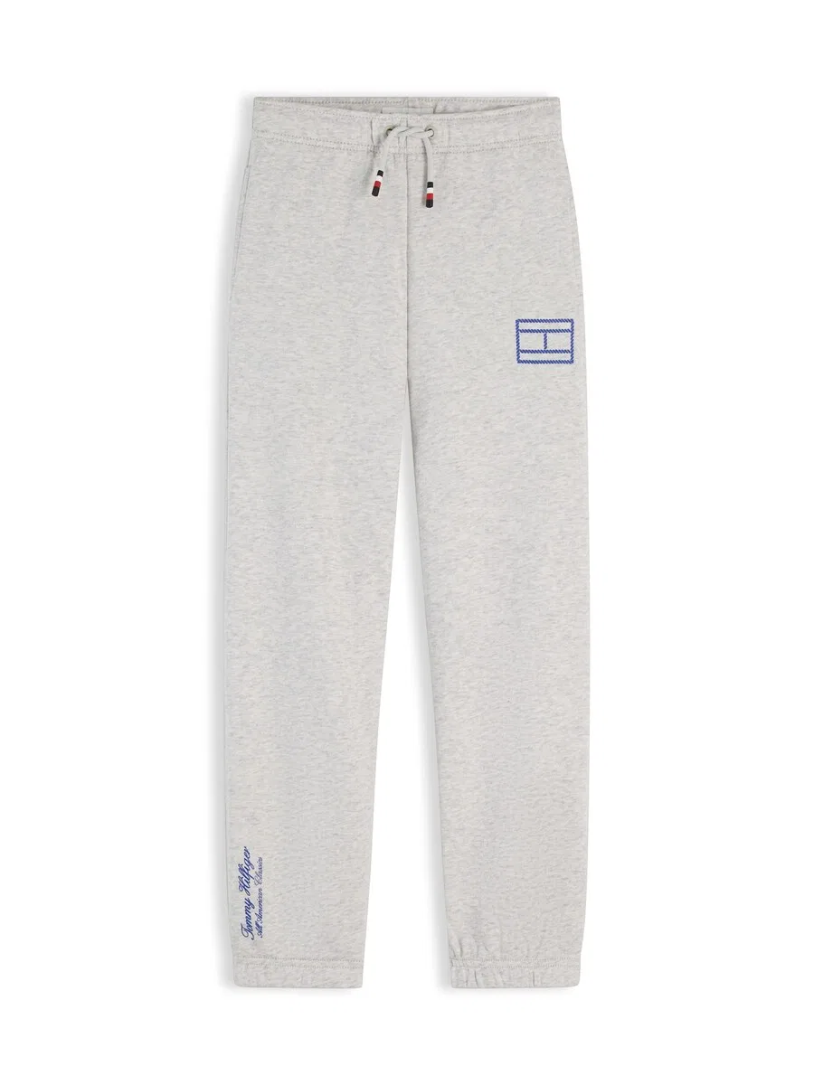 Зауженные брюки TOMMY HILFIGER 'Outline Flag Wide Cuffed Leg' в серо-пятнистом цвете