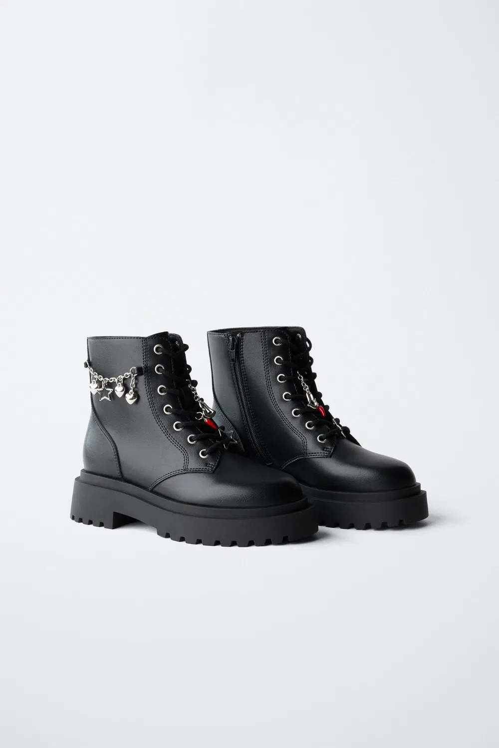 Ботинки на шнуровке до щиколотки с подвесками ZARA, Black — фото 4