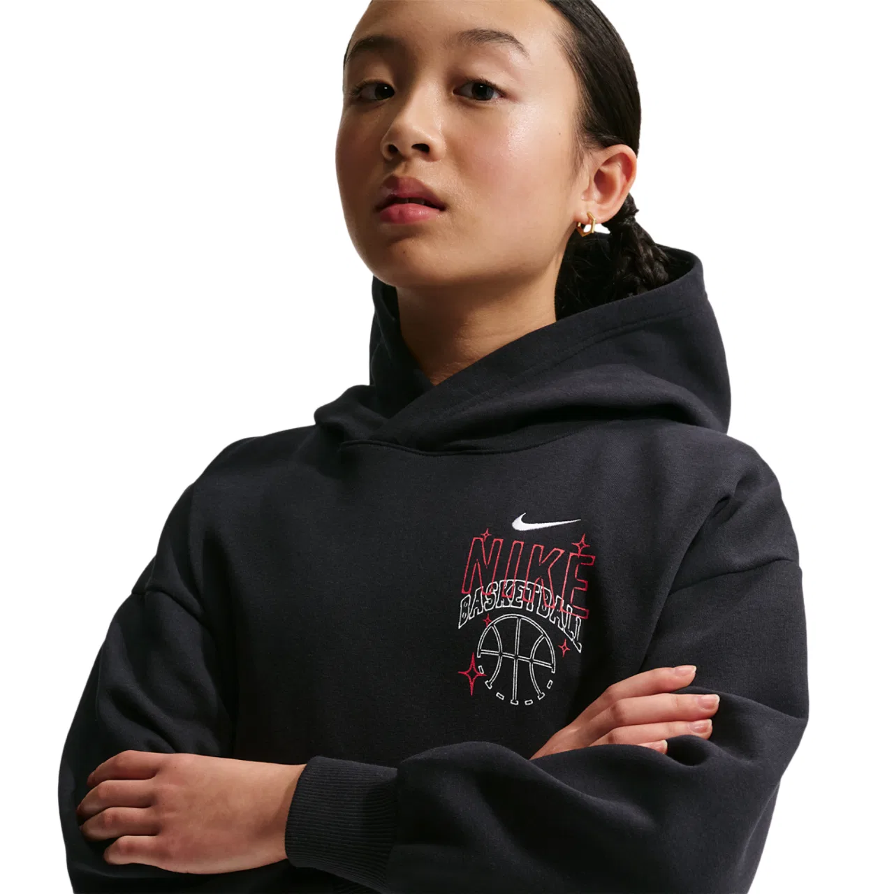 Худи для мальчиков Oversized Fleece Nike, черный/белый — фото 4