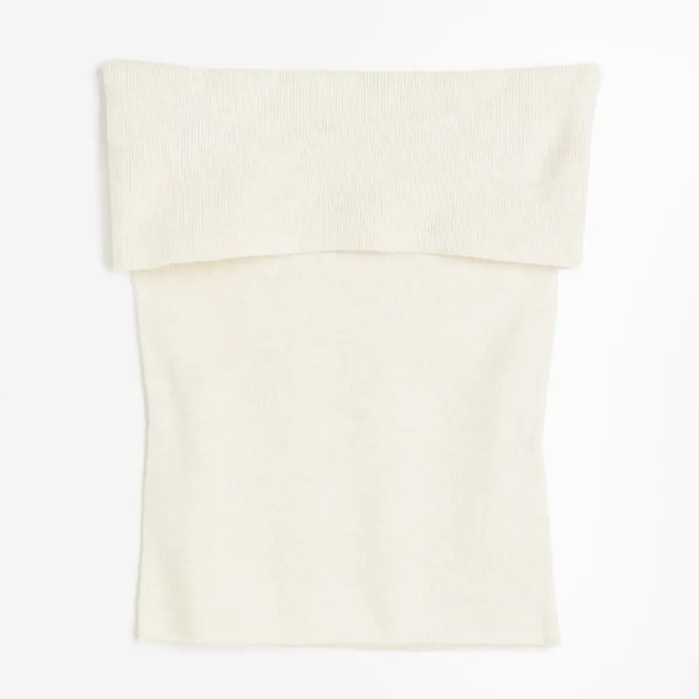 

Топ H&M Knit Off-the-shoulder, кремовый