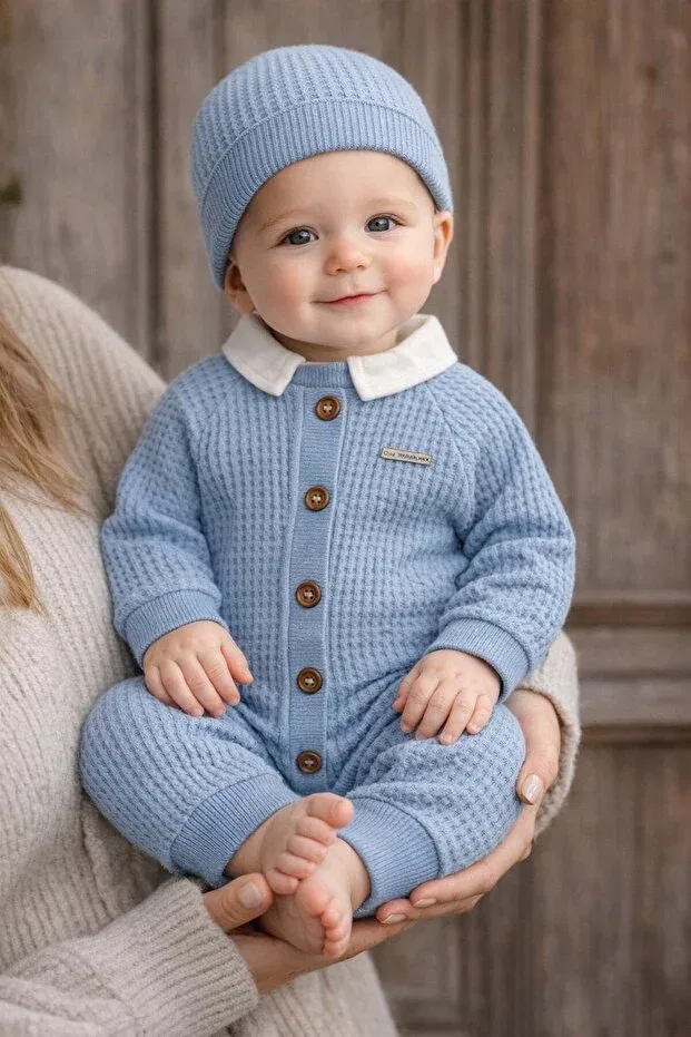 Детский комплект для мальчиков из вафельной ткани Dinamik Çocuk, Blue