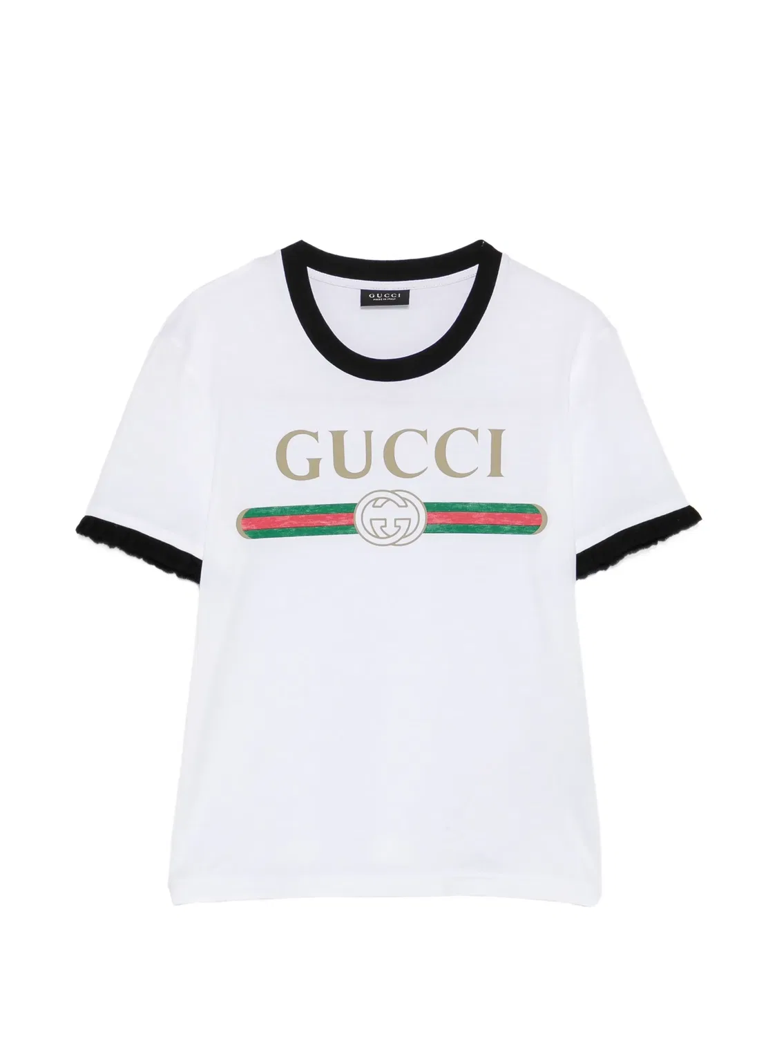 Футболка из хлопкового джерси с принтом Gucci, белый