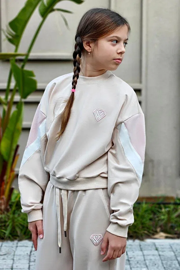 Детский спортивный комплект для девочек с эмблемой Sportswear Loco Loco Kids, Nude Color