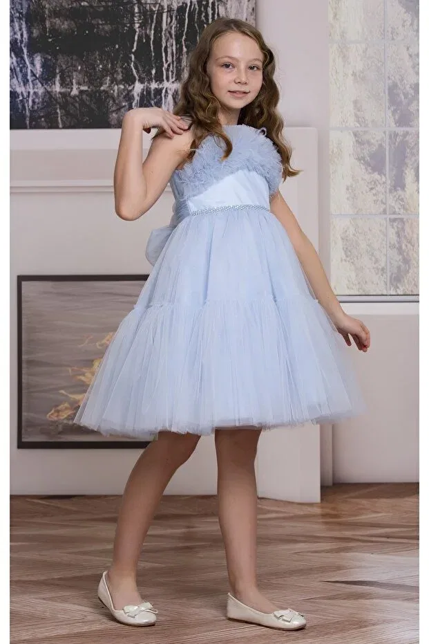 Детское платье для девочек из фатина Süslü Pink Kids, Babe Blue — фото 2