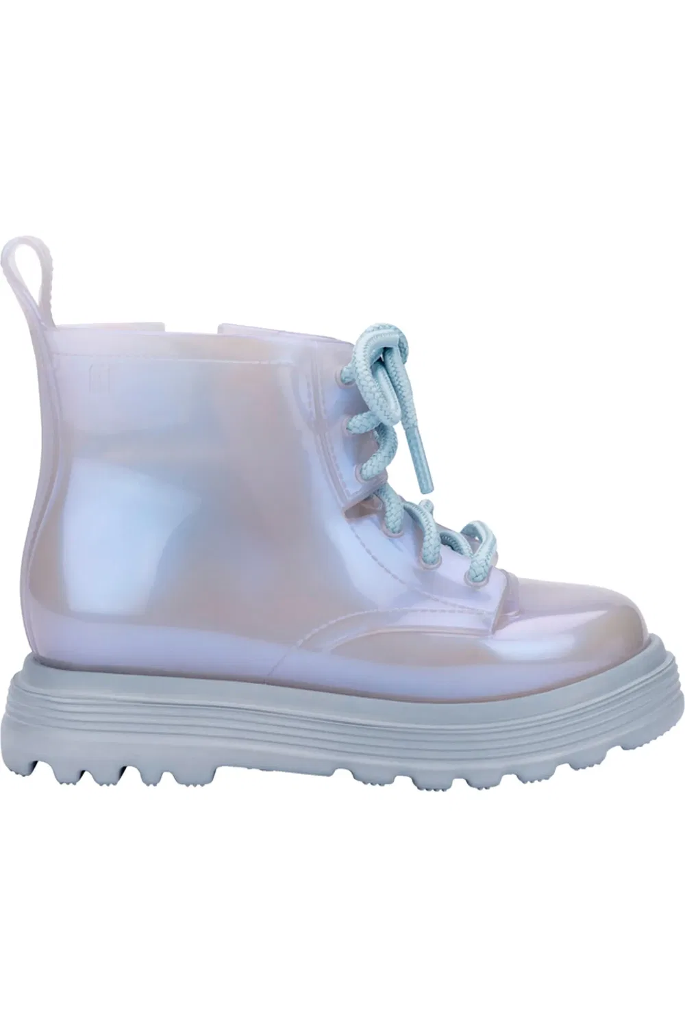 Детские ботинки комбат с боковой молнией Coturno Mini Melissa, Blue/Pearly Blue — фото 3