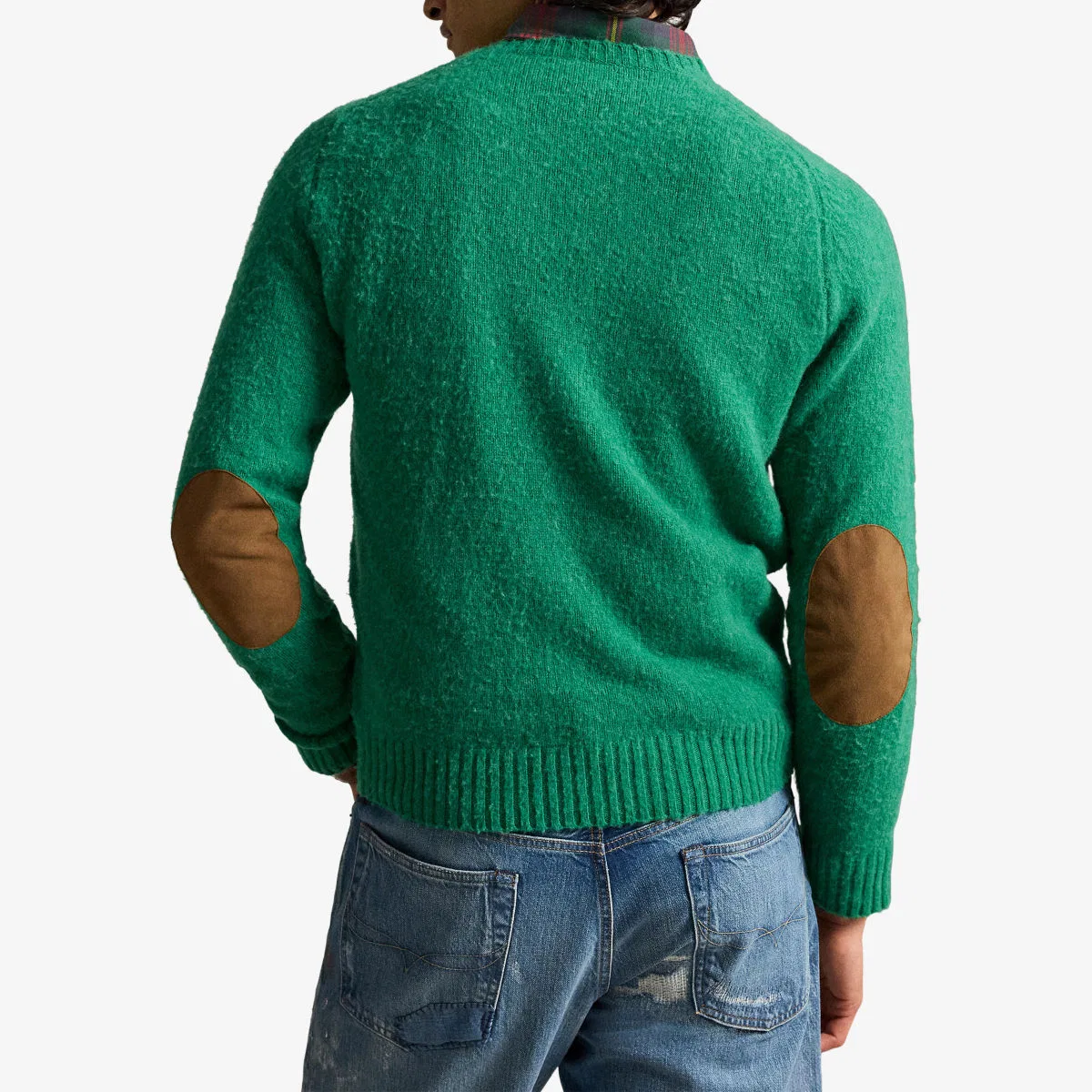 Джемпер из шерсти и кашемира с локтевыми накладками Polo Ralph Lauren, зеленый — фото 4