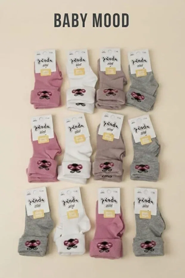 Детский набор носков для девочек хлопковый Transitional Patterns Panda, Pembe-Beyaz-Gri-Gül Kurusu