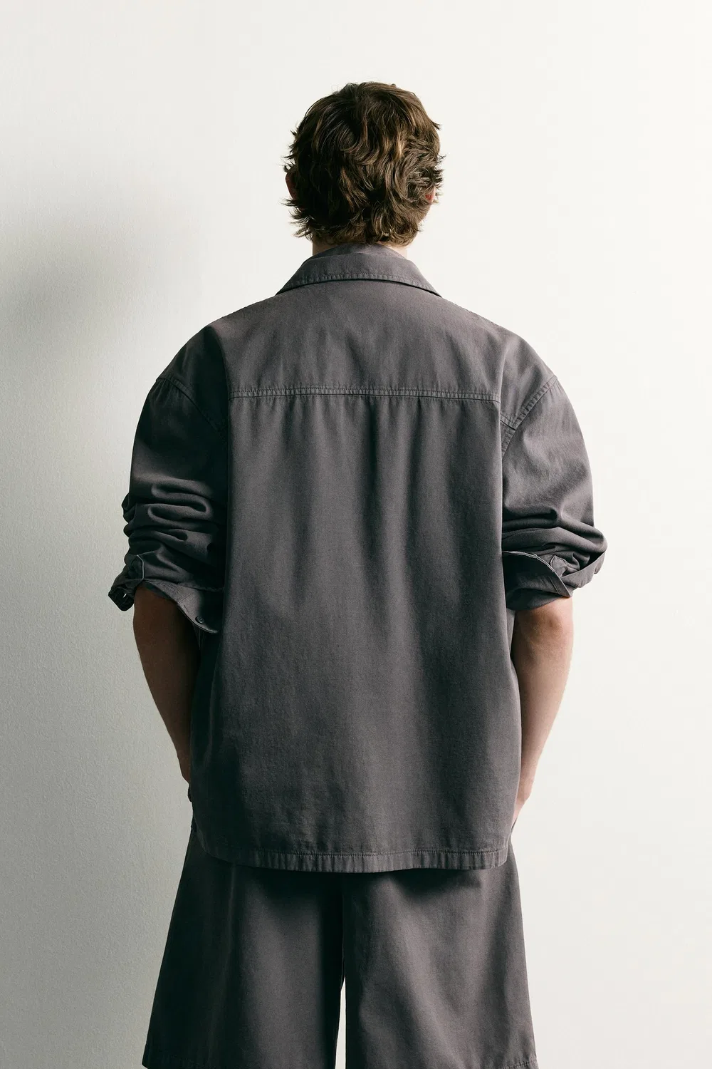 Выстиранная рубашка свободного кроя ZARA, Grey — фото 3