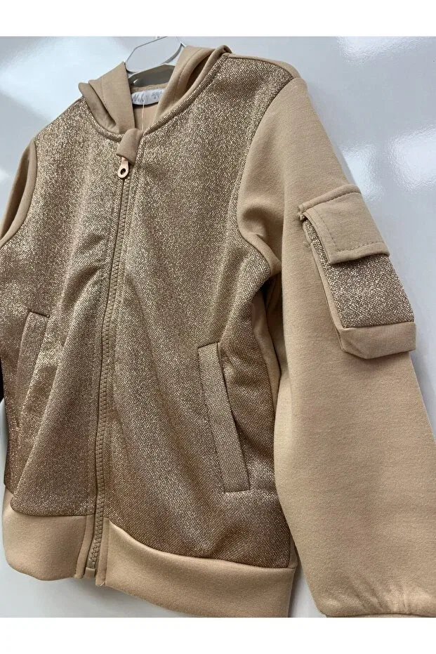 Детская куртка для девочек с блестками Nk Kids, Brown — фото 4