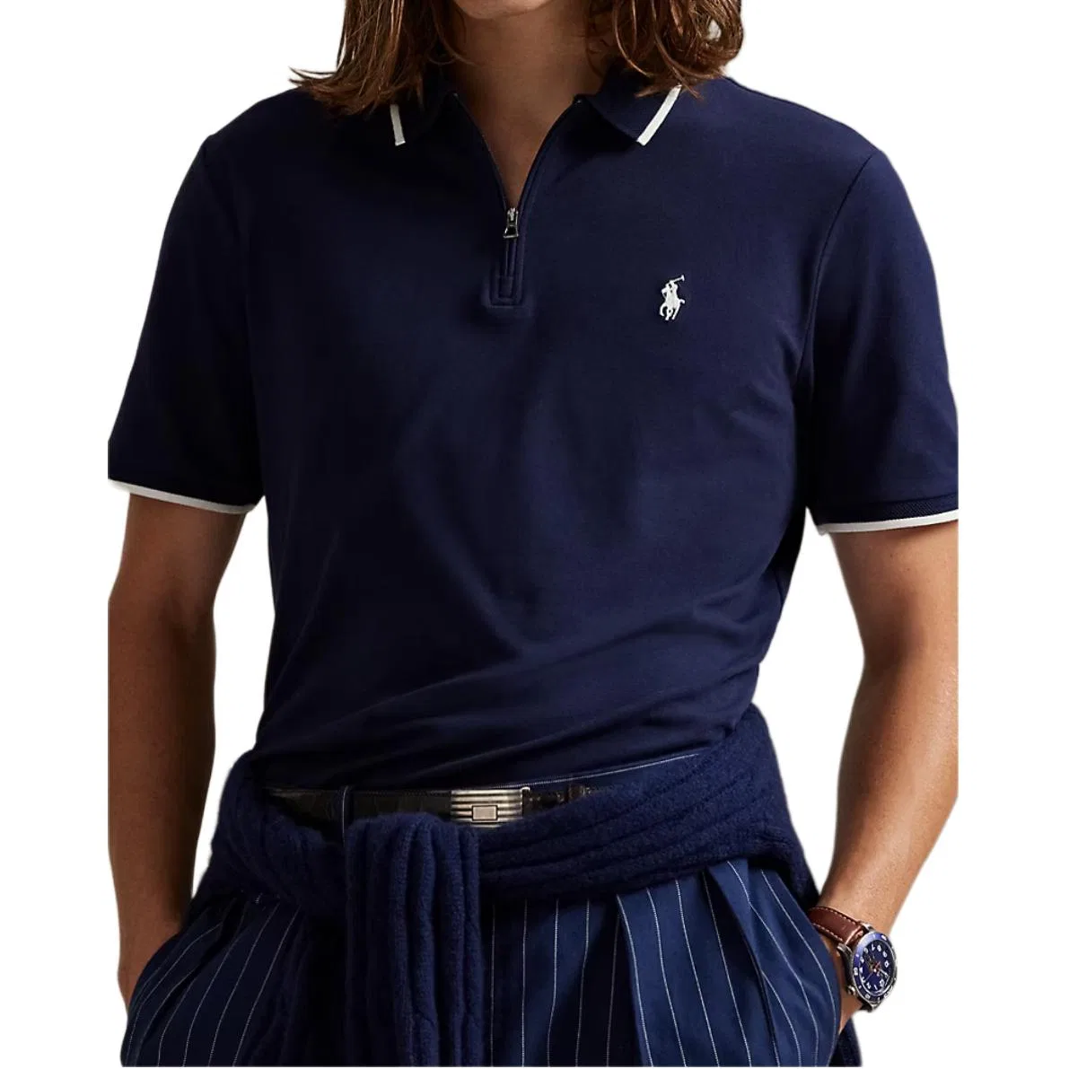 Мужское поло с принтом Classic Version Polo Ralph Lauren, Marine Blue & White — фото 3
