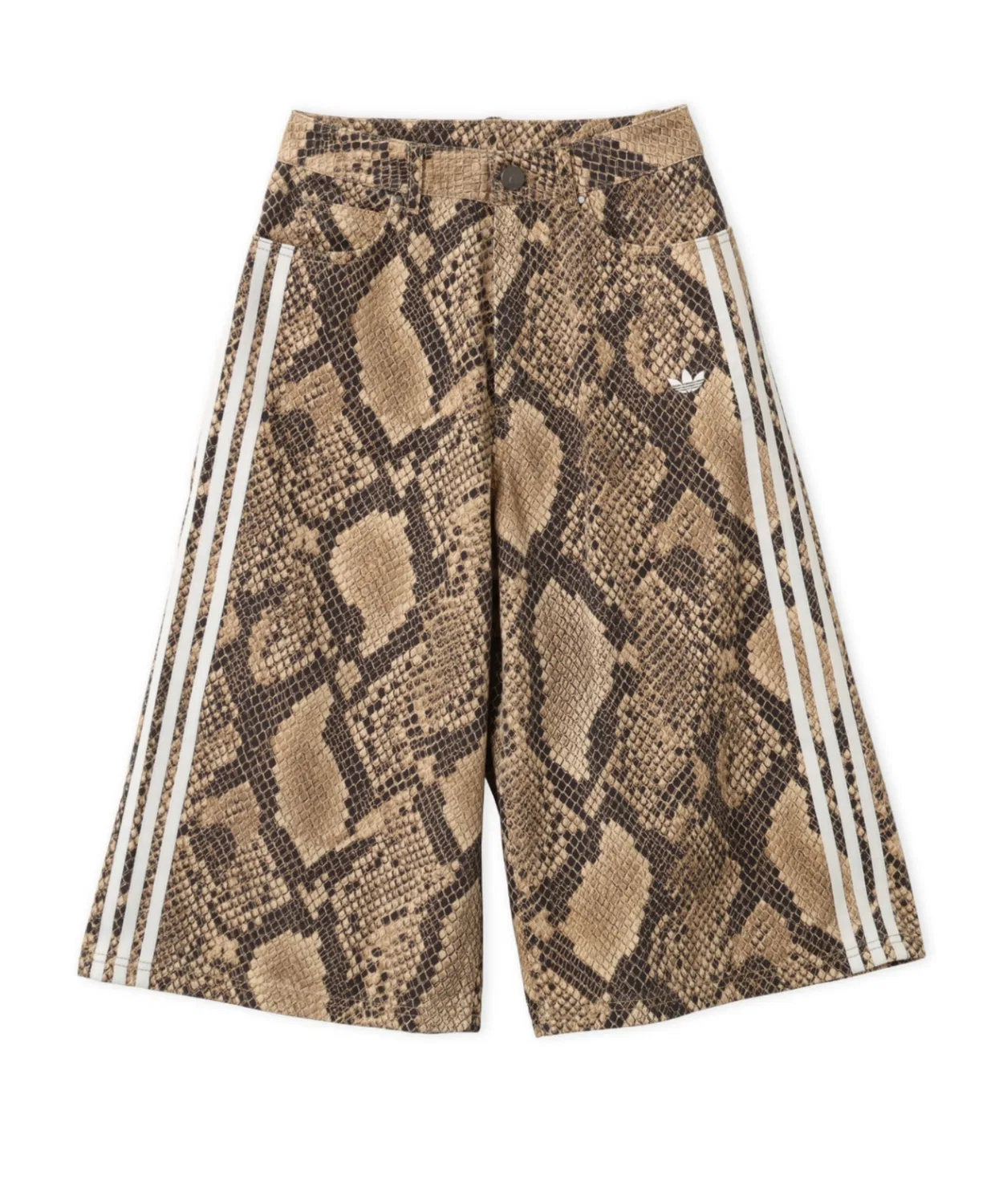Женские шорты-бермуды свободного кроя с принтом SNAKE PRINT DENIM BERMUDA Adidas, Бежевый — фото 2