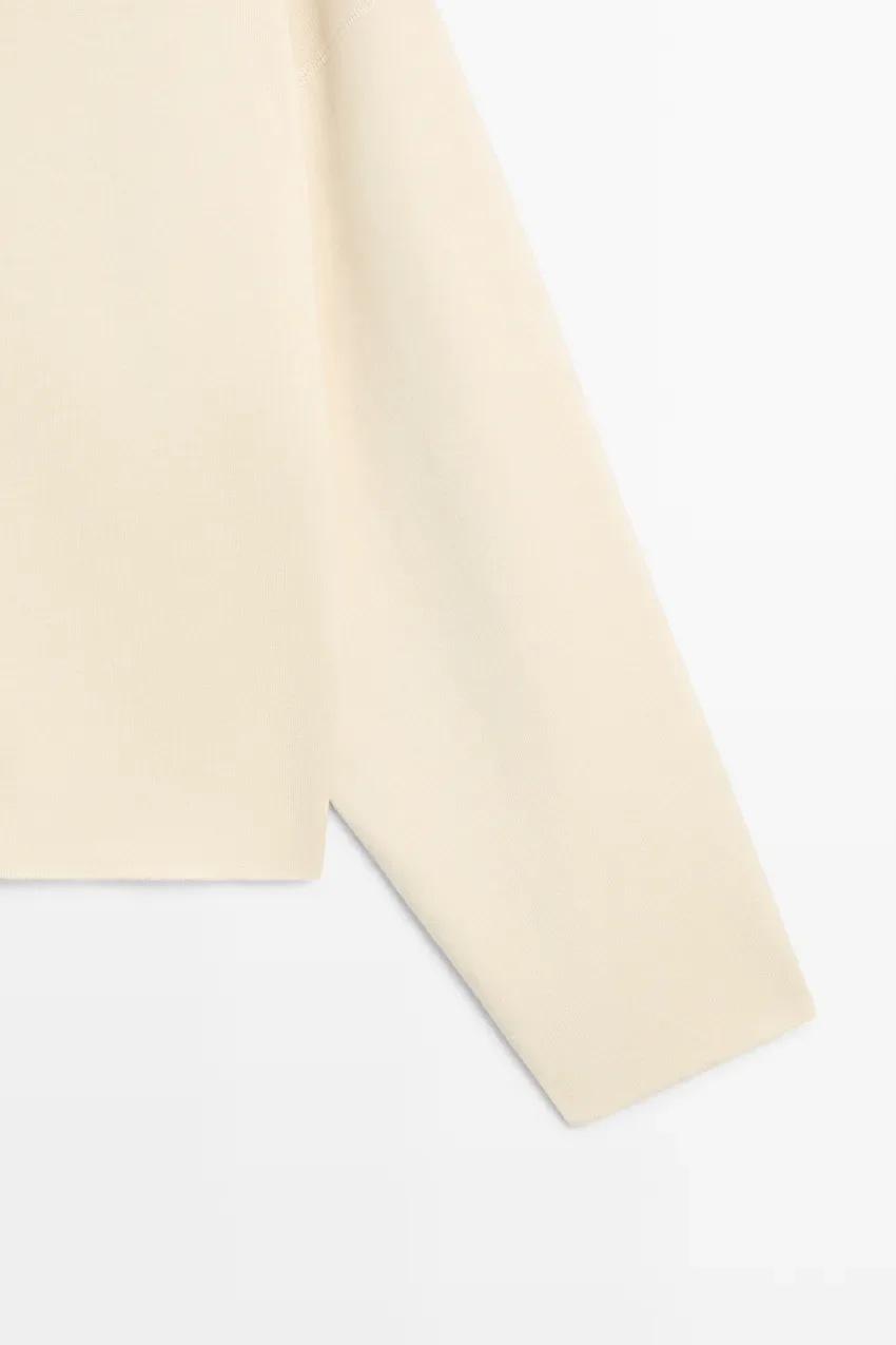 Кардиган Massimo Dutti Cotton Knit Zip-up, ванильный — фото 4