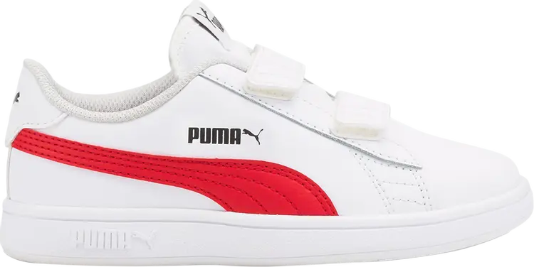 

Кроссовки Puma Smash v2 Leather Little Kid White High Risk Red, белый