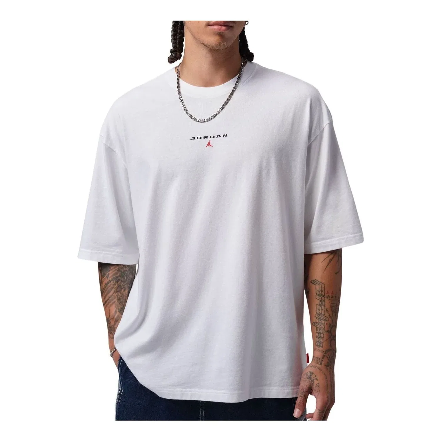 Мужская футболка оверсайз с принтом Jordan Flight Essentials Oversized Patch, белый