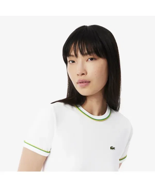 Футболка Lacoste Slim Fit с двойной отстрочкой, темно-синяя — фото 2